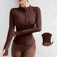 thumbnail image 6 of WMTBSRSW Women UPF 50+UV Rash Guard Swim Shirt Long Sleeve Slim Fit Fishing Hiking Outdoor Shirt Lightweight Sun Protection Zip up Jackets Brown Large, 6 of 7