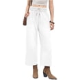 thumbnail image 4 of High Waist Women Elastic Waist Casual Ankle Capris Straight Denim Pants Drawstring Jeans, 4 of 5