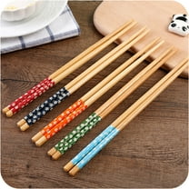 KALLORY 5Pairs Chopstick Set Wood Bamboo Finely Polished Reusable for Chinese Food Household 11.7x0.2x0.2in
