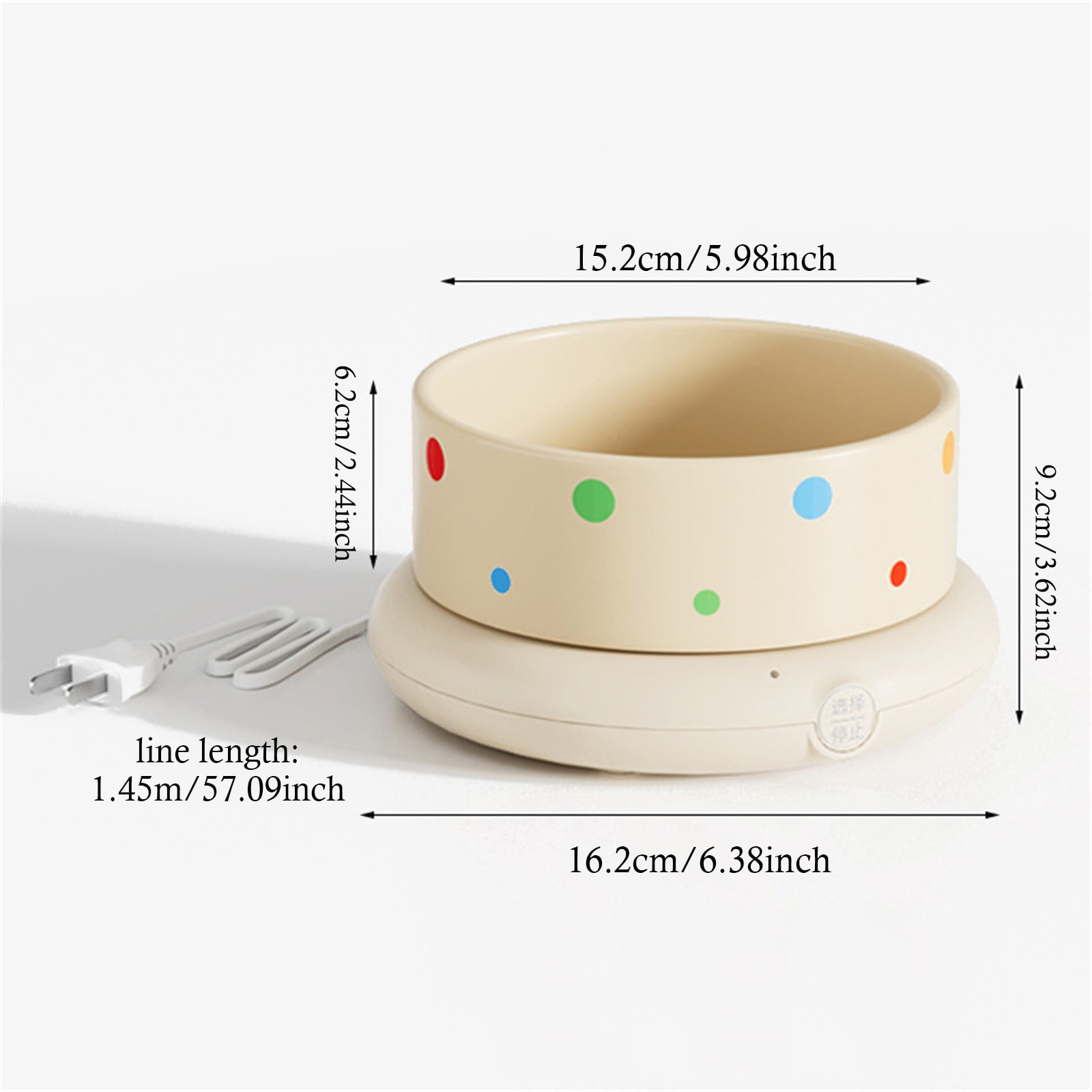 Pet Heated Water Ceramics Bowl, Constant Temperature Pet Drinking Dispenser, 3 Temperature Settings BPA-Free Removable Ceramic Bowl, Anti-Chew Cord Winter Pet Feeding Bowl (Large,White)