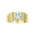 thumbnail image 1 of Rylos 14K Yellow Gold Classic 8X6MM Oval Aquamarine & Sparkling Diamond Ring - Birthstone Jewelry for Men -Size 11, 1 of 7
