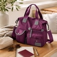 thumbnail image 4 of FSAGAE Multi-Pocket Travel Bag Nylon Tote Lightweight Handbag Purple Waterproof Large-Capacity Durable, 4 of 5