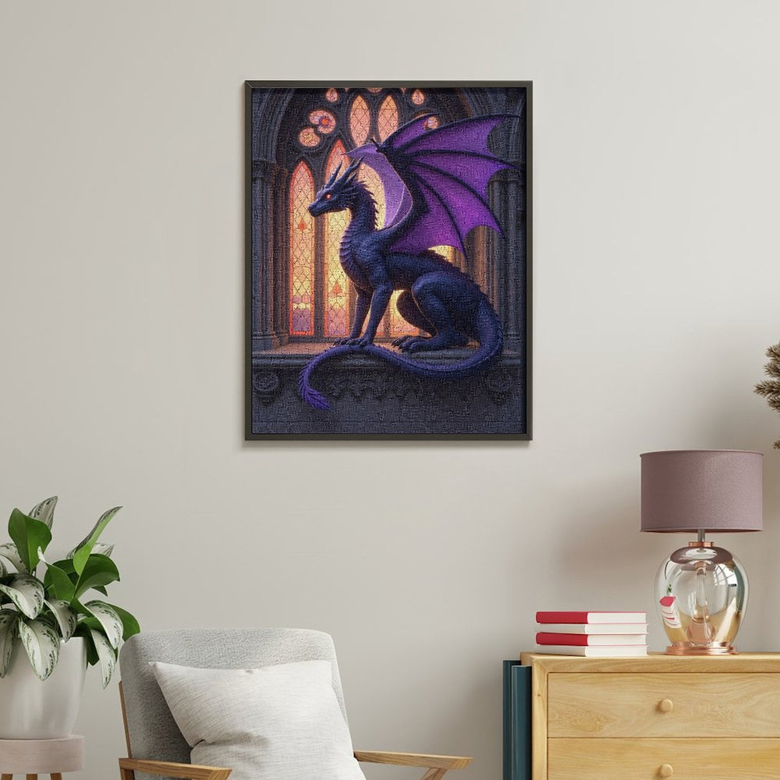 Paint By Numbers Kit for Adults Beginner - DIY Majestic Dragon Silhouette Canvas Painting Kits for Adults, Frameless Paint By Number for Adults for Home Wall Decor 16x20 Inch