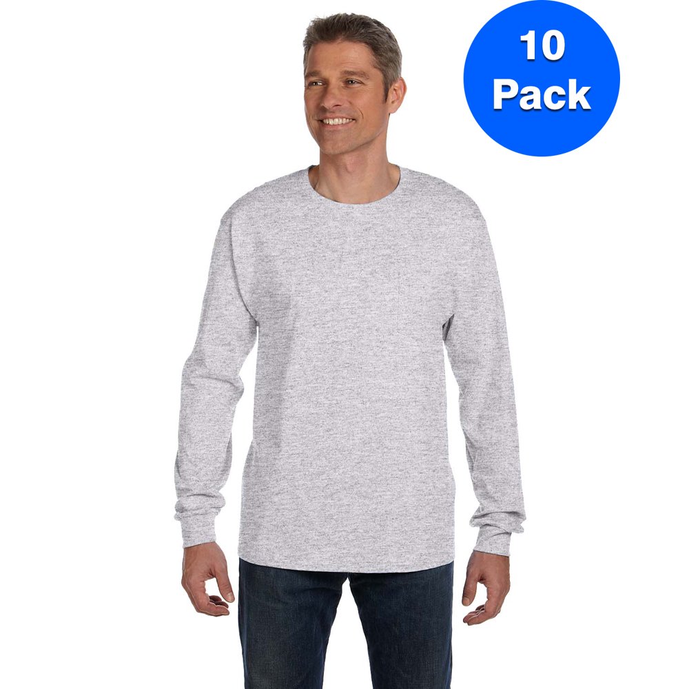 Hanes Mens Tagless ComfortSoft LongSleeve Pocket TShirt 5596 (10