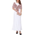 thumbnail image 2 of INSPIRE CHIC Women's Faux Fur Shawl Wrap Cape for Bridal Wedding Party Bridal Shrug with Faux Pearl Rhinestone Brooches S Sandalwood red, 2 of 6