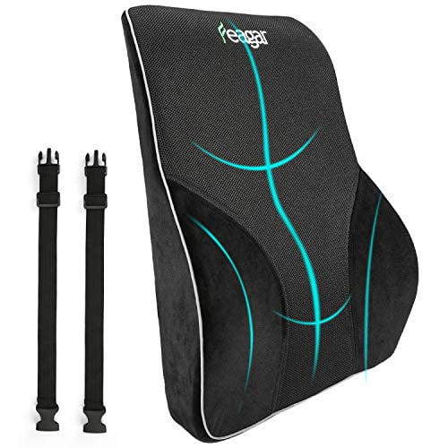 Black Anyshock Lumbar Support Pillow Memory Foam Back Support Cushion Ergonomic Adjust Sitting Position Relief Pain of Back Designed for Car Office 1 pcs 