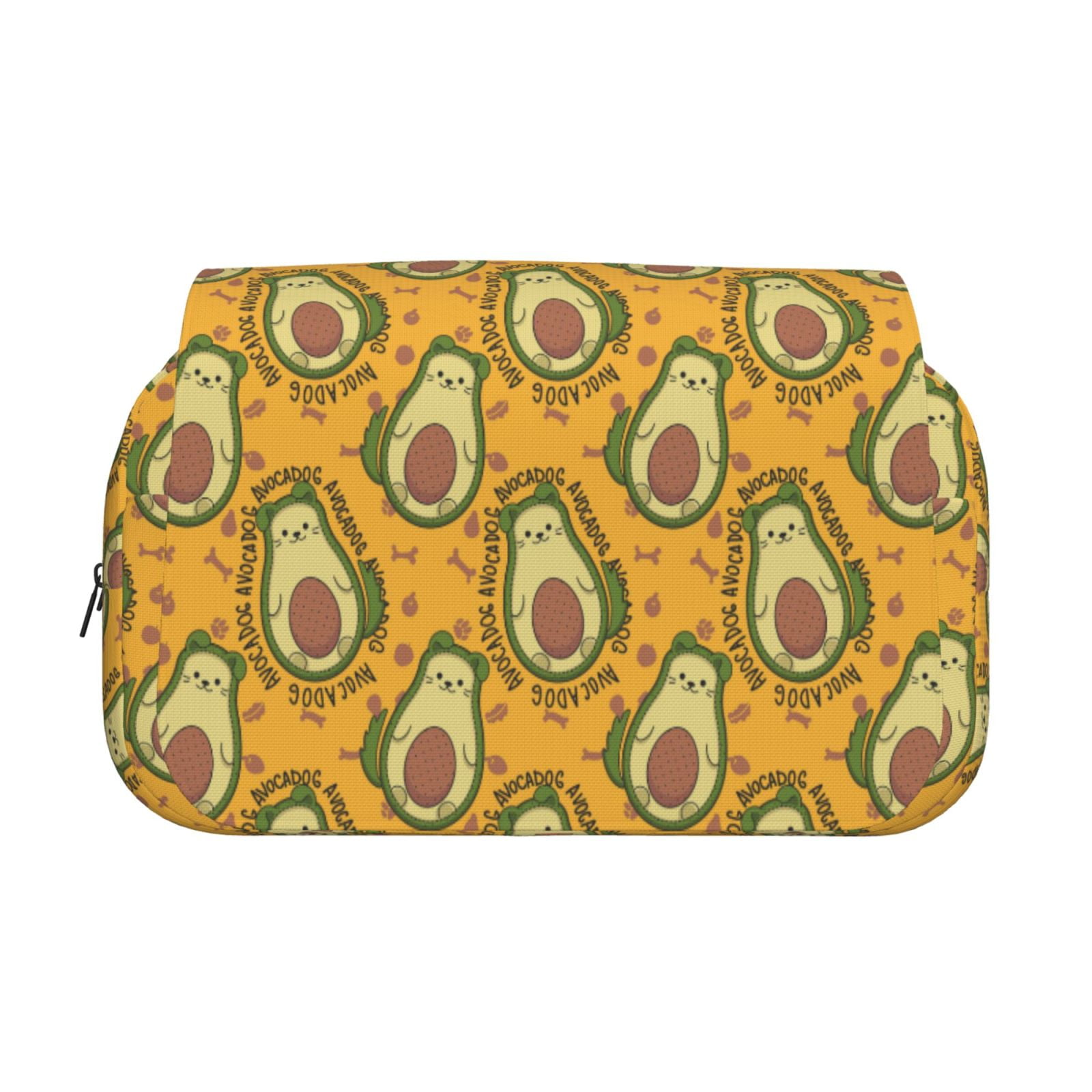 Rateoe Avocado Dog Pattern Double Clamshell Pen Case, Storage Organizer with Two Zipper Compartments– Holds Up to 50 Pencils & Pens