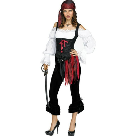 Womens Sexy Pirate Steampunk Costume Frill Pants Fancy Black Sized ...
