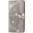thumbnail image 3 of Compatible with iPhone 11 Case Glitter Bling with Card Holder and Stand Leather Flip Wallet Diamond Butterfly Shockproof Protective Case for iPhone 11 6.1 Inch Crystal Grey, 3 of 14