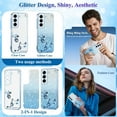 thumbnail image 4 of Soft Floral Phone Case for Samsung Galaxy S21 FE 5G Case Clear Silicone Slim, Luxury Aesthetic Samsung S21 FE Case Gliiter for Women Purple Cover Shockproof (Blue), 4 of 14