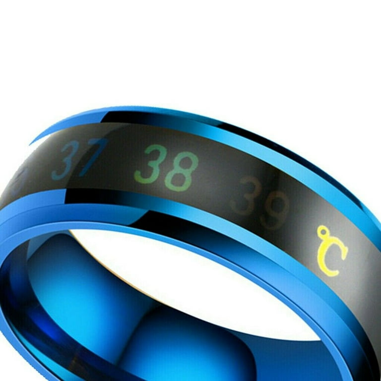 Waterproof Temperature Emotion Mood Rings Couple Intelligent Sensitive Hand Jewelry Blue 6