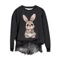 thumbnail image 1 of Penkiiy Chemises de Pâques pour Femmes 2024 Manches Longues Mignon Lapin Col Rond Chandail en Molleton Graphique Lapin Décontracté Été Blouse Tunique Hauts TG Noir, 1 of 6