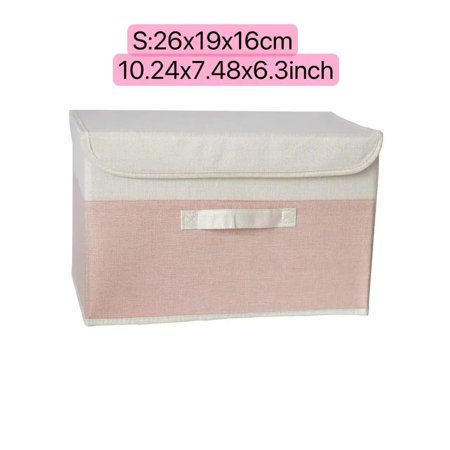 Large Capacity Storage Basket with Lid Foldable Linen Clothes Toy Organizer Box for Books Home Closet Storage Organization