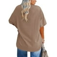 thumbnail image 4 of Short Sleeve Women's Plus Size Solid Color V-neck Casual Loose T-shirt Tops, 4 of 5