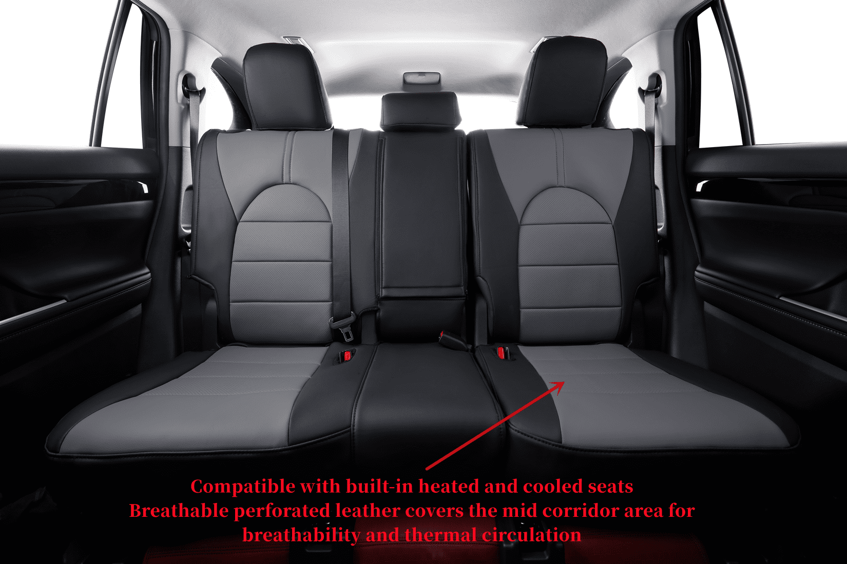 coverdream Custom Fit Camry Car Seat Covers for Toyota Camry Hybrid 2012 2013 2014 2015 2016 2017 - Leatherette (Black/Gray,Full Set)