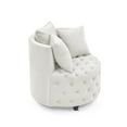 thumbnail image 6 of Rround Upholstered Swivel Chair with 3 Pillows, Velvet Lounge Chair with Movable Wheels, Accent Armless Chair for Living Room Bedroom Lounge Room, Beige, 6 of 9