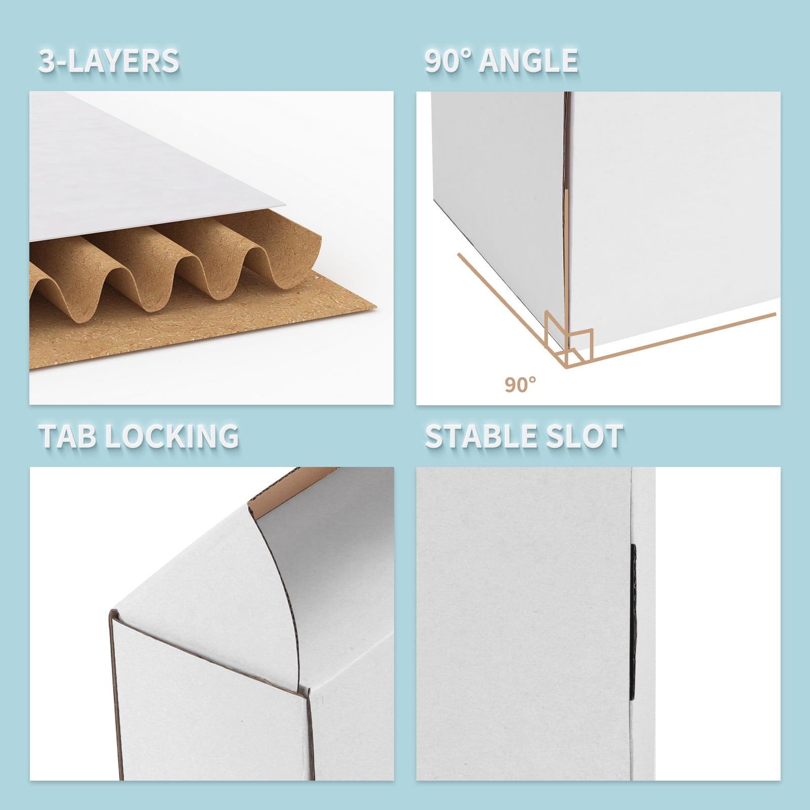 (50 pack)6x4x4 Shipping Boxes, Small Tuck-Top Corrugated Box, Mailer Box, white