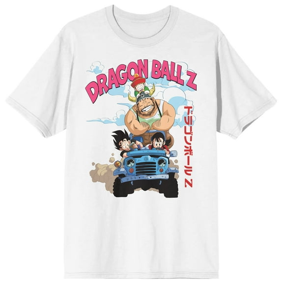 Dragon Ball Z Jeep Ride Crew Neck Short Sleeve Men's White T-shirt-XXL