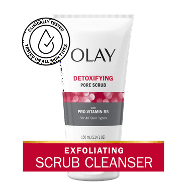 Olay Face Wash, Regenerist Detoxifying Pore Scrub Facial Cleanser, Face Scrub for All Skin Types, 5.0 fl oz