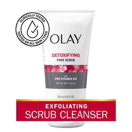 Olay Face Wash, Regenerist Detoxifying Pore Scrub Facial Cleanser, Face Scrub for All Skin Types, 5.0 fl oz