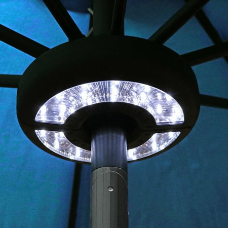 Sunnydaze 2-panel Cordless Patio Umbrella - 24 LEDs - Pole and Camping Light