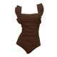 thumbnail image 3 of Conjunto de Bikini de Cintura Alta para las Mujeres Control Del Estómago Color Sólido Encaje Hasta Traje de Baño de Dos Piezas, Lindo Traje de Baño de Cintura Alta Vacaciones en la Playa, 3 of 4