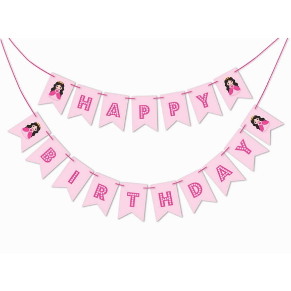 Inkdotpot Birthday Party DecorationsHappy Birthday Party GarlandBaby Girls PrincessPennant Banner Flag