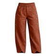 thumbnail image 5 of Wide Leg Pants for Women Loose Elastic High Waist Pants Side Button Irregular Split Hem Trousers with Pockets Wine M, 5 of 6