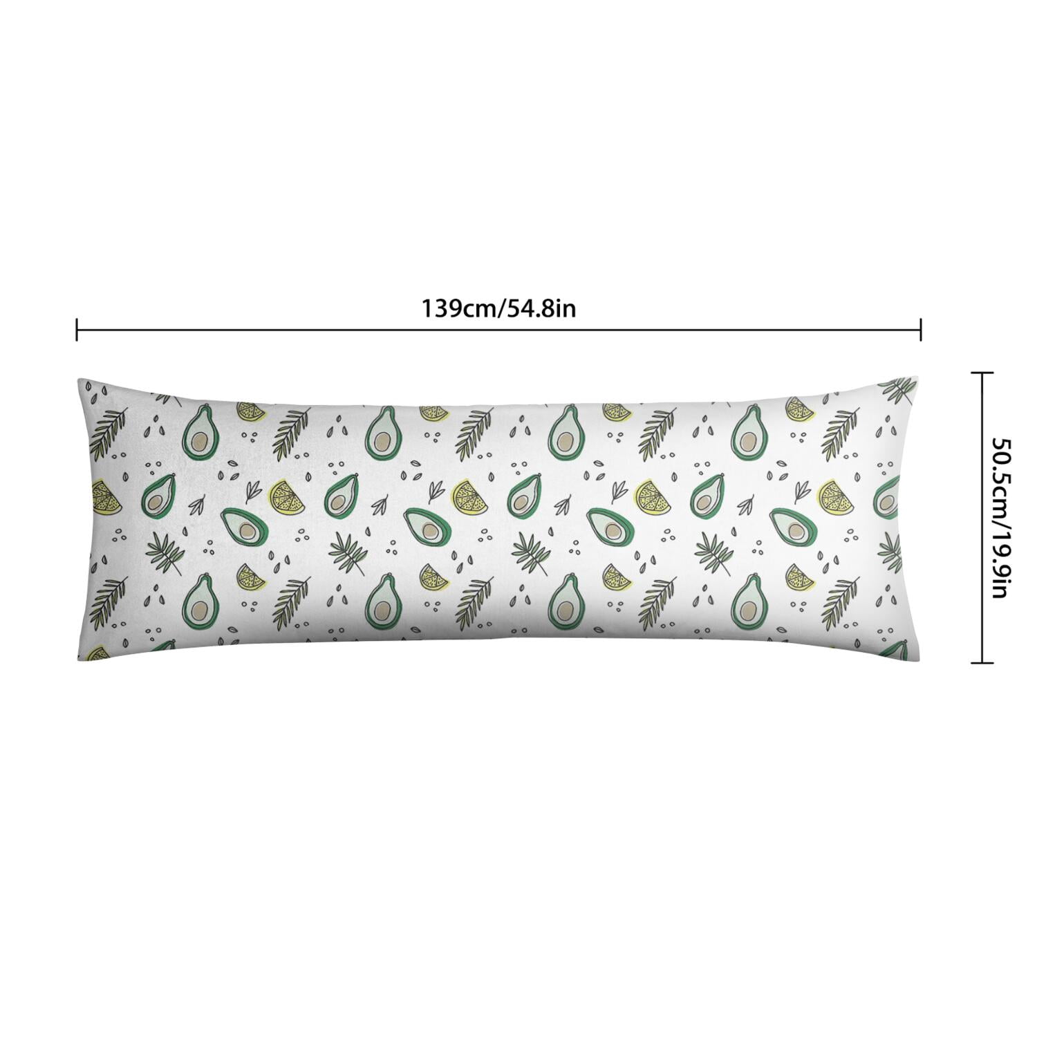Avocado Art Body Pillow Cover 20x54 - Stylish Green Fruit Pattern Long Pillow Case with Zipper, Full Body Pillow Protector, Stretchy Durable & Machine Washable for Home & Office