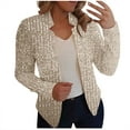 thumbnail image 2 of Sequin Blazers for Women Business Casual Glitter Shiny Peak Lapel Sparkling Cardigan Cropped Top Office Workwear, 2 of 6