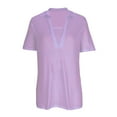 thumbnail image 5 of Scyoekwg Womens Tops Trendy Turndown Tunic Tshirts Short Sleeve T Shirts Loose Soft Comfy Solid Color Lightweight Casual Summer Blouses (Purple,XXL), 5 of 5