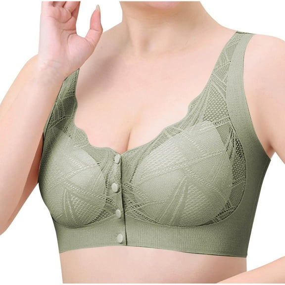 Womens Everyday Bras, Daisy Bras for Older Women Front Closure, Seamless Full Coverage Daisy Bra for Seniors, Daily Comfort Breathable No Underwire Bra M-2XL