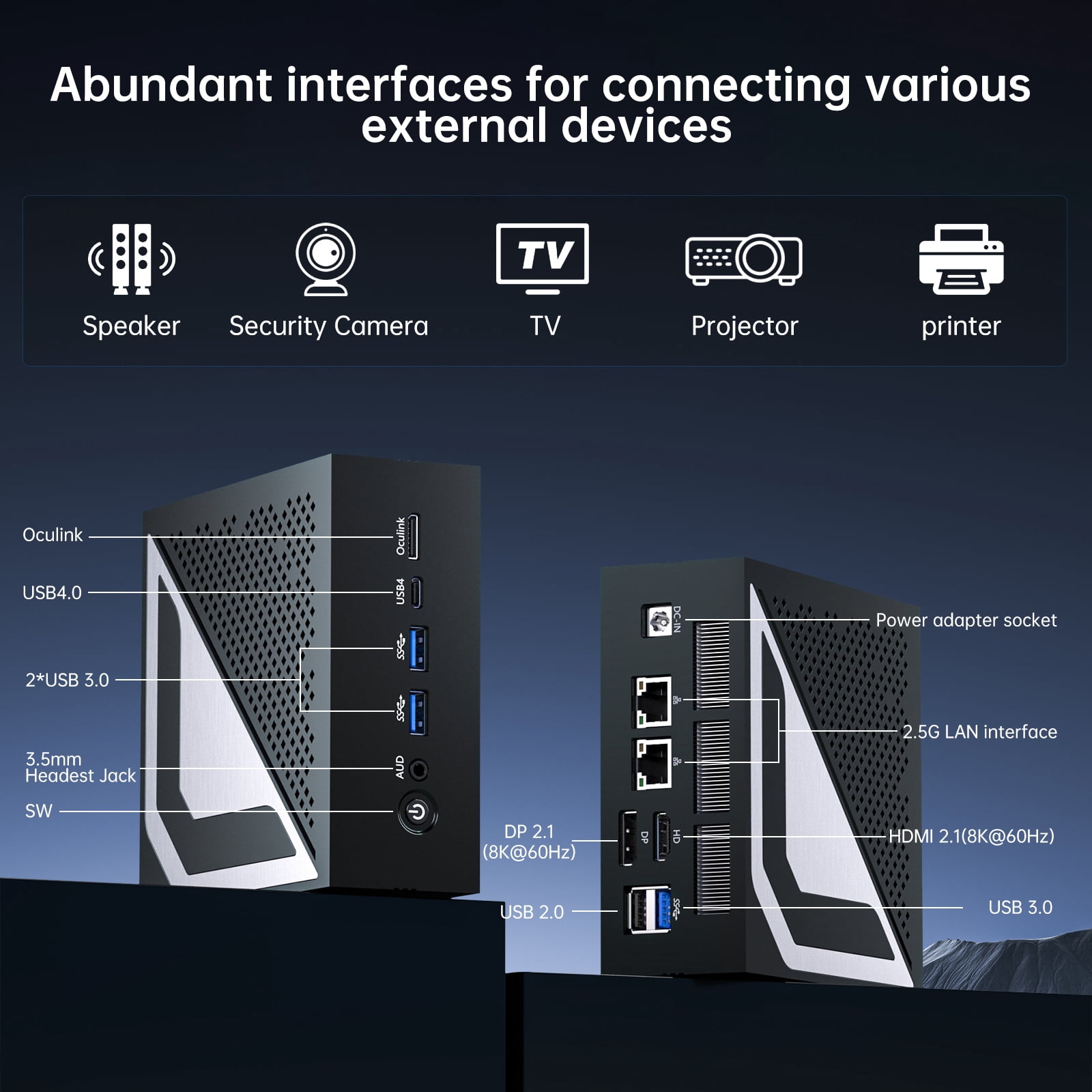 Thdeukoty MQ9 Mini PC Ryzen 9 8945HS, Upto 5.2GHz, Desktop Computers with 64G DDR5 RAM 2T SSD, Win 11 Pro/WiFi 6E/BT 5.3/Dual 2.5G LAN/Oculink, Triple Display Display