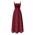 thumbnail image 6 of XAOFW Summer Elegant Dress For Women Square Collar Sleeveless Strap Dress With Waist Tie Party Night Trendy Sundresses, 6 of 6