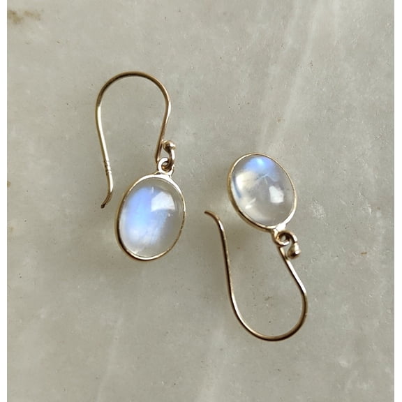 Natural Rainbow Moonstone Earrings, 14k Solid Yellow Gold Earrings, June Birthstone Earrings, Dainty Moonstone Earrings, Moonstone Jewelry