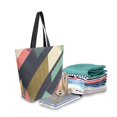 thumbnail image 2 of FORMRS Womens Canvas Tote Bag with Zipper Inner Pocket Shoulder Handbag, Green Geometric, 2 of 7