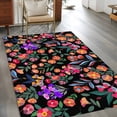 thumbnail image 2 of Watercolor Flowers Area Rugs 4'x6', Washable Small Throw Rugs for Office Bathroom, Retro Spring Floral Botanical Leaves Black Indoor Outdoor Rug Non-Slip Low Pile Carpet Runner Reversible Floor Mats, 2 of 8