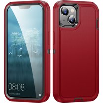 Nalacover Rugged Case for iPhone 14, Triple-Layers Heavy Duty Hard PC Soft TPU Hybrid Military Grade Shockproof Anti-Scratches Cover with Non-Slip Strip Lens Protection Case for iPhone 14,Red