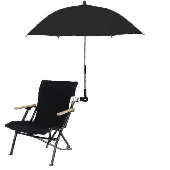 Silla sombrilla con abrazadera universal y clip, ajustable 360 grados.