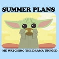 thumbnail image 2 of Men's Star Wars: The Mandalorian Grogu Summer Plans Me Watching the Drama Unfold Graphic Tee Light Blue Medium, 2 of 4