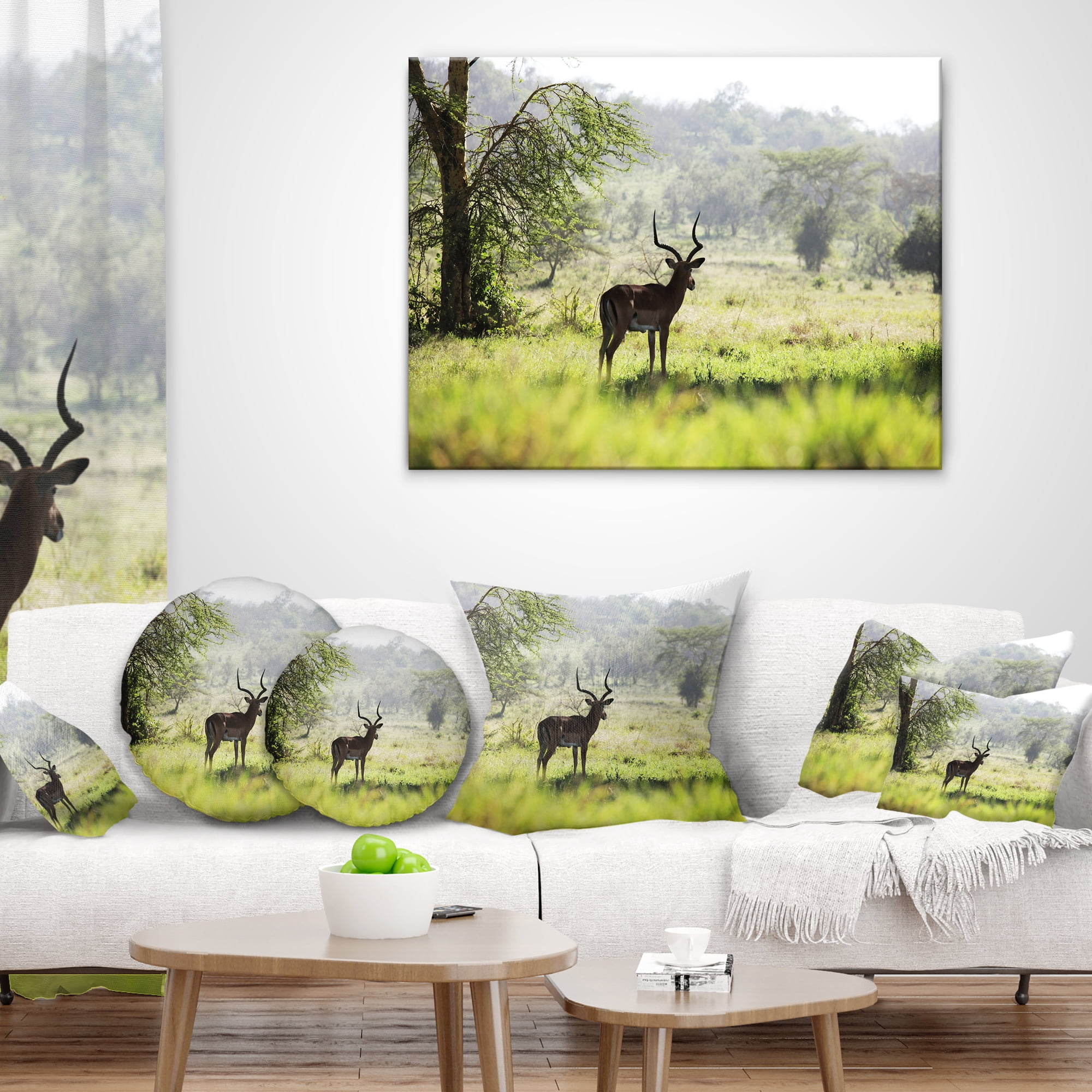 Designart 12" x 20" Green Polyester Throw Pillow