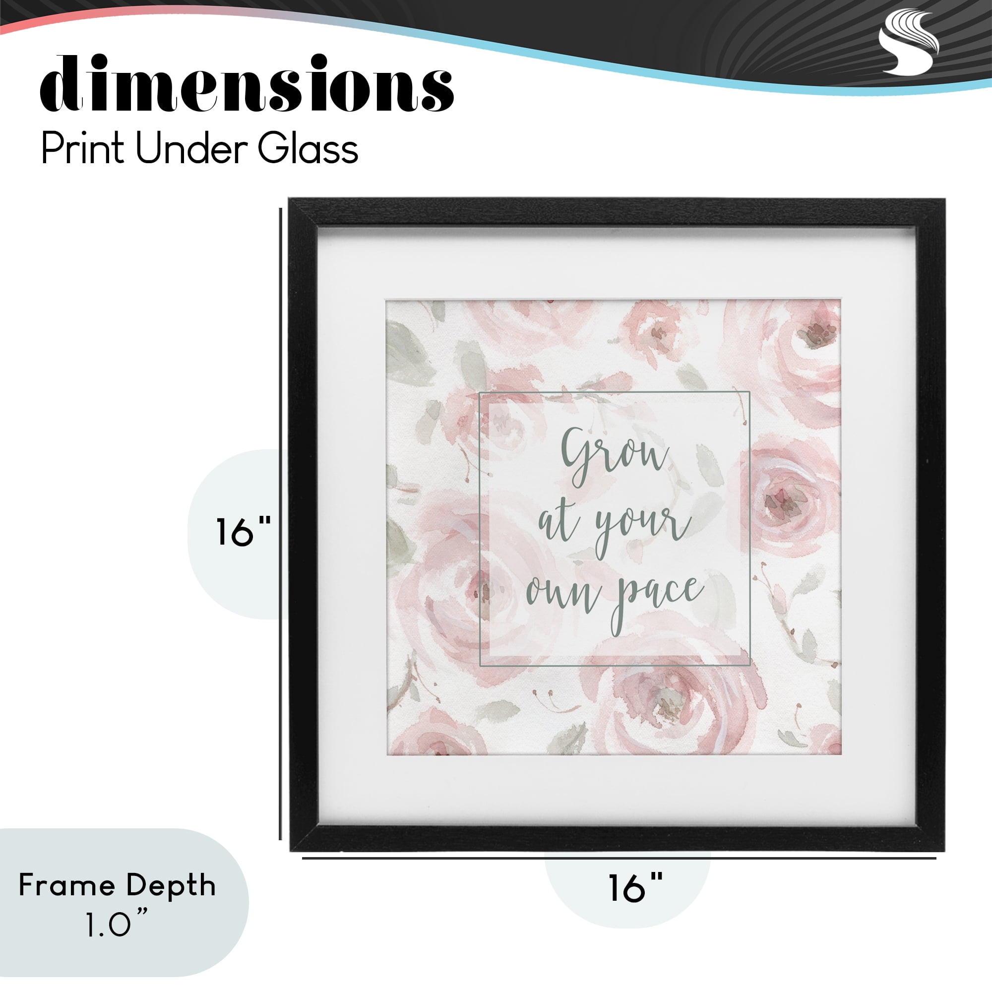 Stupell Industries Grow at Your Pace Florals Black Framed Print Under Glass, design by Carol Robinson