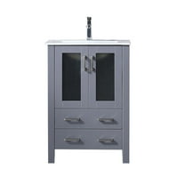 Volez 24 in W x 18.25 in D Dark Grey Bath Vanity, White Ceramic Top, and Faucet Set