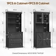 thumbnail image 4 of 71" Tall Farmhouse Kitchen Pantry, Large Storage Cabinet with Glass Doors and Drawers, Freestanding Coffee Bar Hutch with Microwave Stand, Adjustable Shelves for Kitchen, Living Room, Black 3 Pcs, 4 of 10