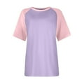 thumbnail image 4 of Miluxas Women's Short Raglan Sleeve T-Shirts Casual Color Block Tops Purple M(M), 4 of 5