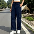 thumbnail image 5 of Women's High Waisted Cargo Pants Elastic Waist Drawstring Solid Color Jogger Cargo Pants with Multi Pockets Adjustable Cinched Hem Casual Sweatpants, 5 of 7
