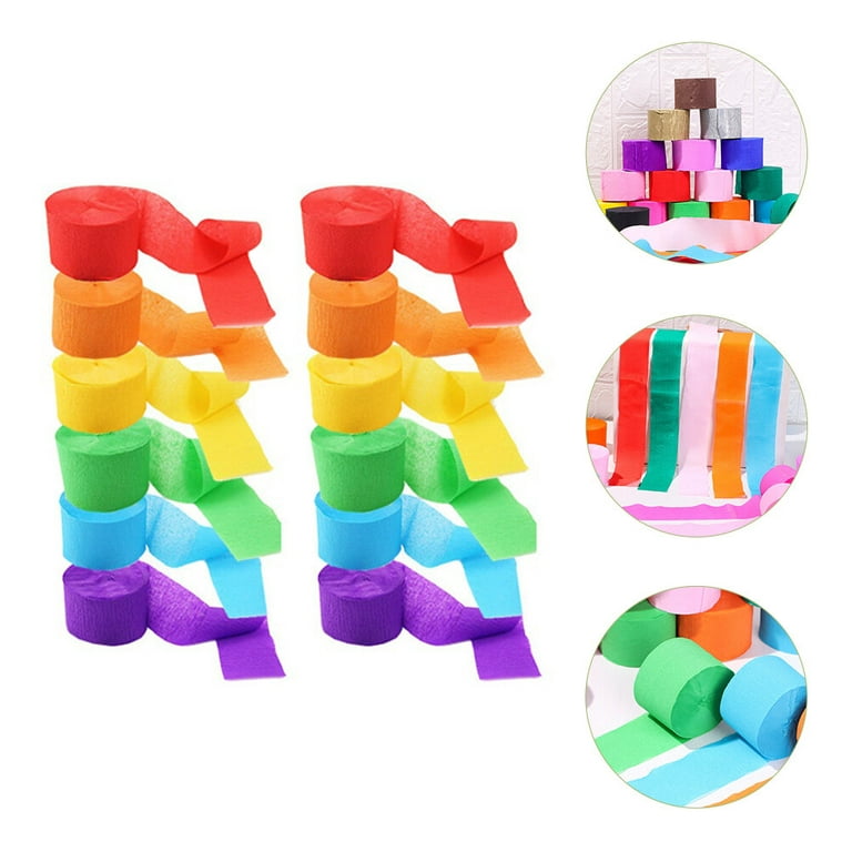 Nuolux 12pcs Crepe Paper Streamers Colored Paper Streamer Birthday Wedding Decorations, Size: 2500x4.5cm