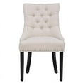 thumbnail image 3 of Costaelm Bellmount Fabric Wingback Tufted Dining Chair in Beige, 3 of 8