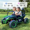 thumbnail image 3 of Hikiddo 12V 10Ah Ride on Toy, 4WD Kids 2-Seater Electric Ride on Car UTV with Remote, Bluetooth - Green, 3 of 9