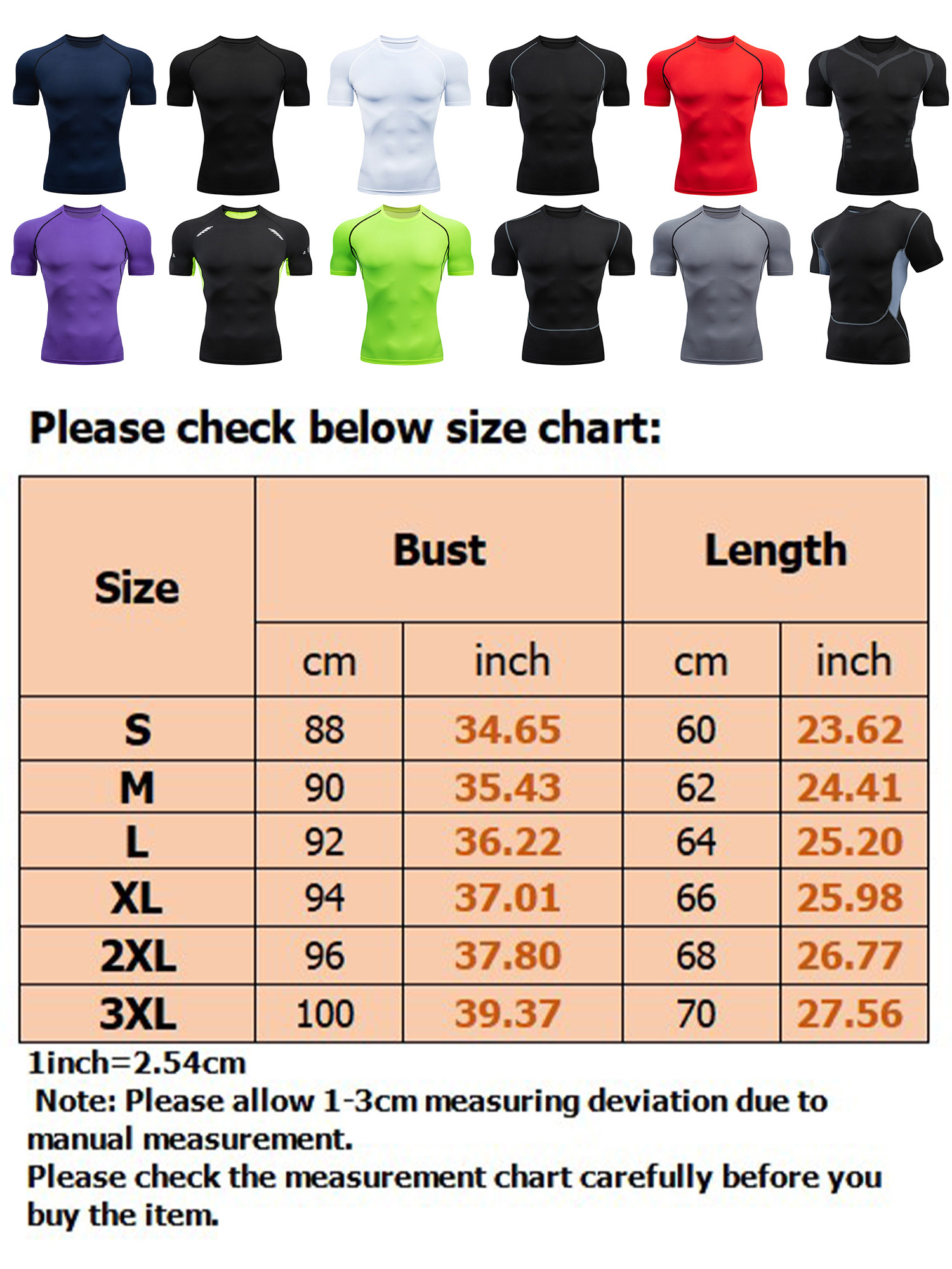 Frontwalk Mens Compression Shirts Plain Sport T Shirt Short Sleeve